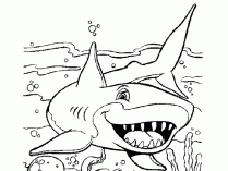 Dibujos para pintar de un tiburón en el fondo del mar