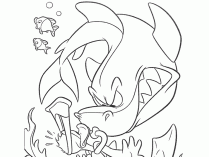 El pato Donald y un tiburón para colorear